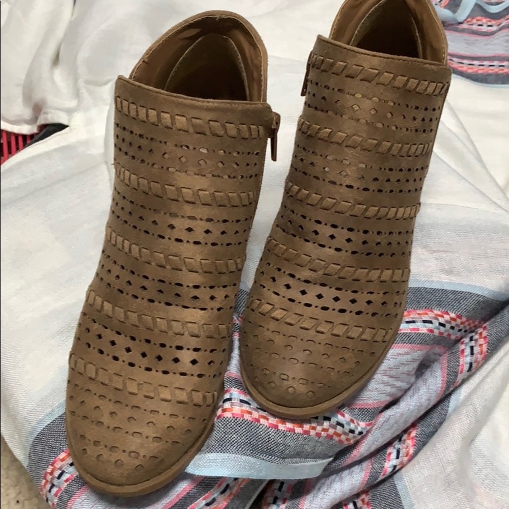 Fergalicious perforated brown bootie